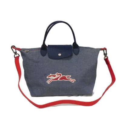 Pre-owned Longchamp Blue Cotton Handbag Shoulder Bag ()