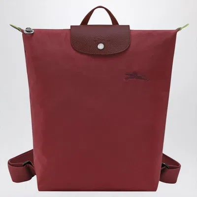 Longchamp Pomegranate-coloured M Le Pliage Green Backpack In Red