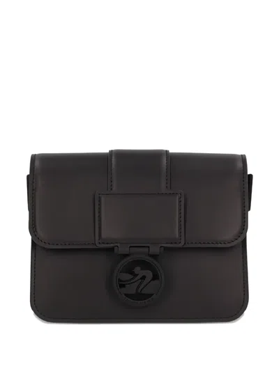 Longchamp Box-trot Leather Flap-closure Satchel Bag In Black