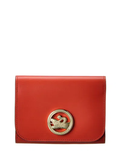 Longchamp Boxtrot Leather Wallet In Red