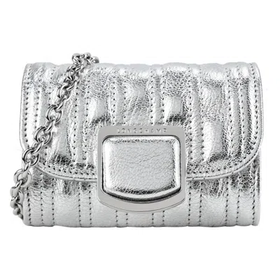 Longchamp Brio Metal Card Holder In Silver