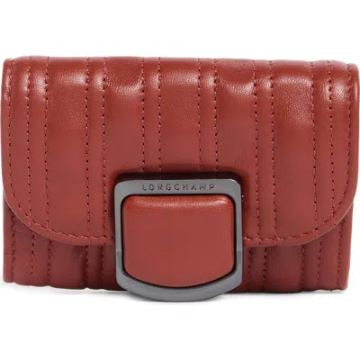 Longchamp Brio Quilted Leather Card Holder In Red