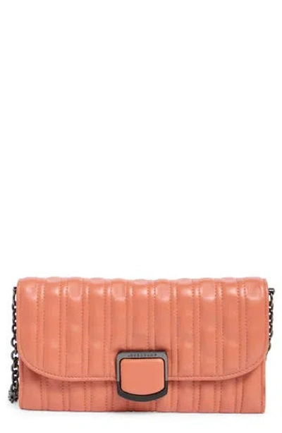 Longchamp Brio Quilted Leather Wallet On A Chain In Pink