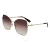 Longchamp Brown Gradient Butterfly Ladies Sunglasses Lo156sl 774 60 In Brown / Gold / Rose / Rose Gold