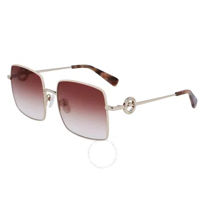 Longchamp Brown Gradient Square Ladies Sunglasses Lo162s 748 55 In Silver/gradient Brown