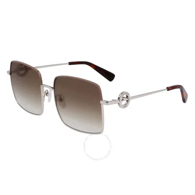 Longchamp Brown Gradient Square Ladies Sunglasses Lo162s 750 55 In Silver/gradient Khaki