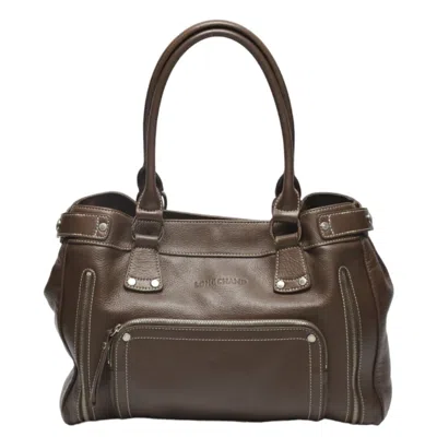 Pre-owned Longchamp Brown Leather Handbag Tote Bag ()