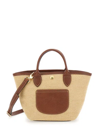 Longchamp Brown Leather Handle Shopper Handbag For Women