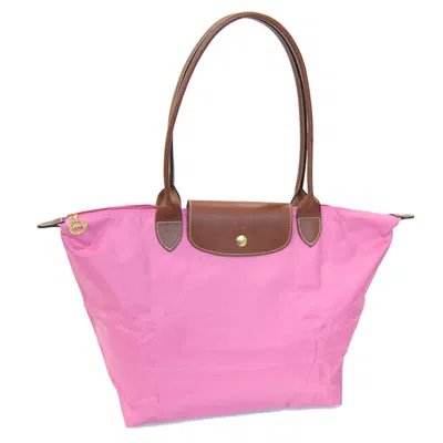 Pre-owned Longchamp Brown Pink Polyamide Leather Eco-bag Tote Bag ()