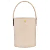 Longchamp Russian Leather Bucket Bag In Paper