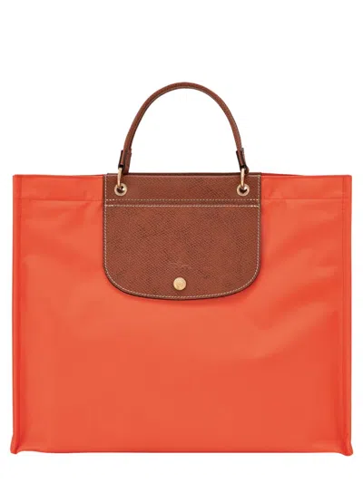 Longchamp Tote Bag With Top Handle And Contrast Flap In Orange