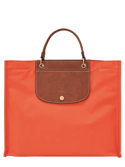 Longchamp Tote Bag With Top Handle And Contrast Flap In Orange