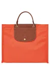 Longchamp Cabas Recycled Canvas Top Handle Tote In Red
