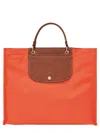Longchamp Cabas Recycled Canvas Top Handle Tote In Red