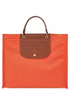 Longchamp Cabas Recycled Canvas Top Handle Tote In Red