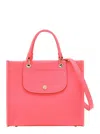 Longchamp Small Cabas Pink Handbag With Embossed Logo On The Front And Adjustable And Removable Shoulder Strap In Pink