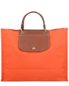 Longchamp Cabas  Large Canvas Tote In Orange