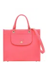 Longchamp Small Cabas Pink Handbag With Embossed Logo On The Front And Adjustable And Removable Shoulder Strap In Pink