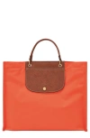 Longchamp Cabas Recycled Canvas Top Handle Tote In Carrot