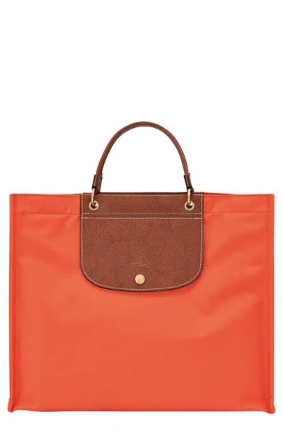 Longchamp Cabas Recycled Canvas Top Handle Tote In Carrot