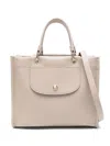 Longchamp Grey Handbag With Embossed Logo On The Front And Adjustable And Removable Shoulder Strap In Leather In Neutrals