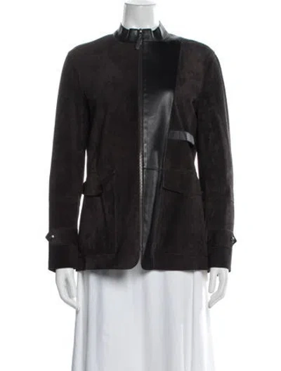 Pre-owned Longchamp Calf Leather Jacket In Brown
