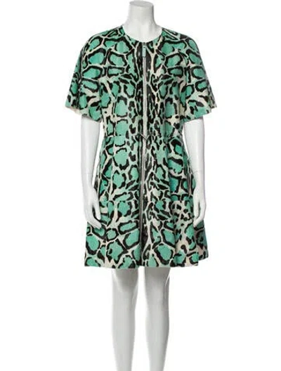 Pre-owned Longchamp Calf Leather Mini Dress In Green