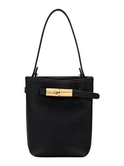Longchamp Calf Leather Shoulder Bag In Black