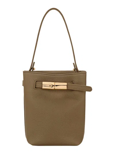Longchamp Calf Leather Shoulder Bag In Green