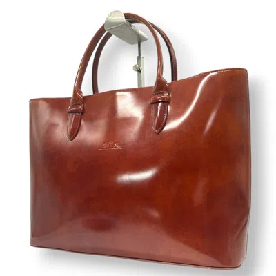 Pre-owned Longchamp Camel Patent Leather Handbag Tote Bag () In Multi
