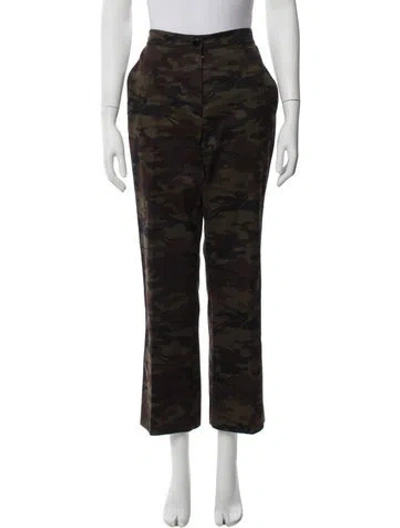 Pre-owned Longchamp Camouflage Print Straight Leg Pants In Green