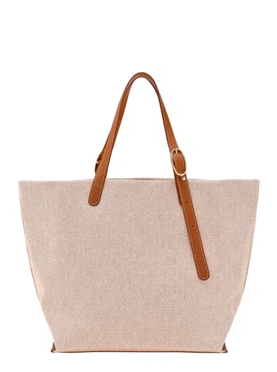 Longchamp Canvas And Leather Shoulder Bag In Brown