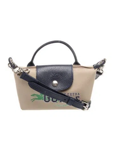Pre-owned Longchamp Canvas Belt Bag In Blue/neutrals