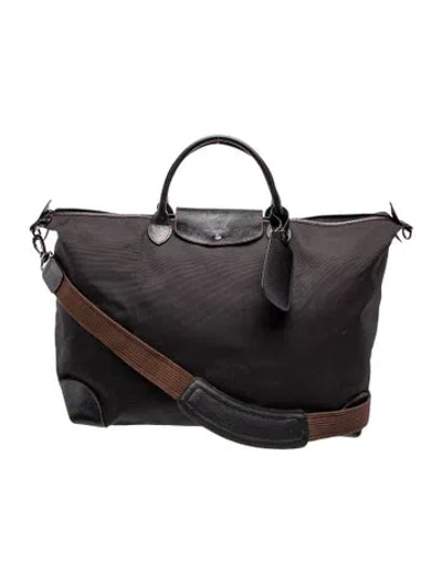 Pre-owned Longchamp Canvas Boxford W/ Strap Large In Black