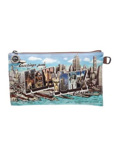 Pre-owned Longchamp Canvas Clutch In Blue