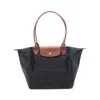 Longchamp Canvas Leather Tote Bag In Multi