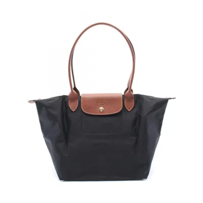 Longchamp Canvas Leather Tote Bag In Multi