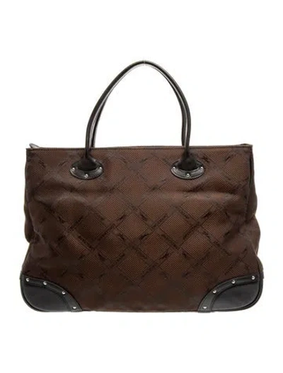 Pre-owned Longchamp Canvas Monogram Tote In Brown