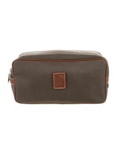 Pre-owned Longchamp Canvas Portfolio In Gray