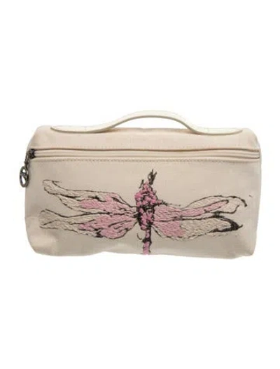 Pre-owned Longchamp Canvas Pouch In Neutrals