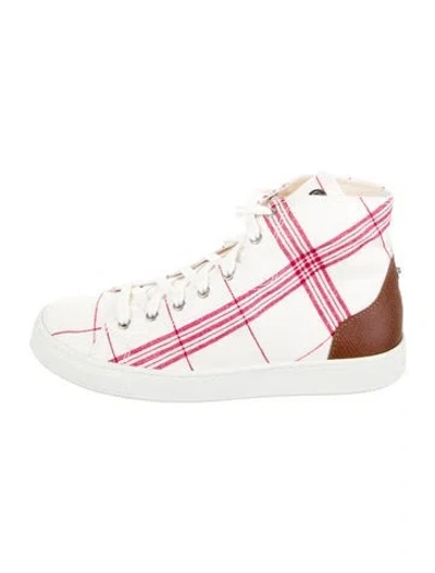 Pre-owned Longchamp Canvas Printed Sneakers In Neutral
