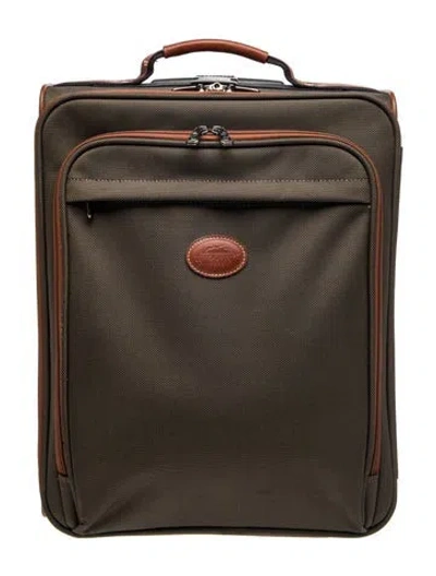 Pre-owned Longchamp Canvas Roller Carry-on In Neutrals