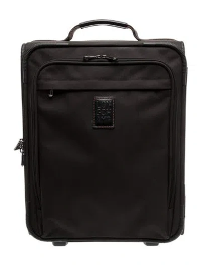 Pre-owned Longchamp Canvas Roller Suitcase. In Black