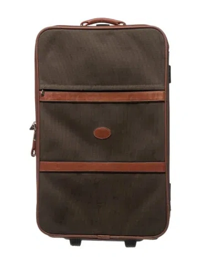 Pre-owned Longchamp Canvas Roller Suitcase In Brown