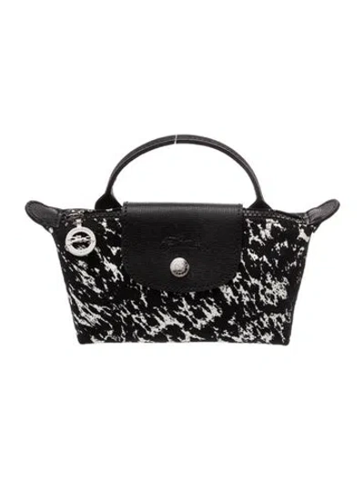 Pre-owned Longchamp Canvas Shoulder Bag In Black