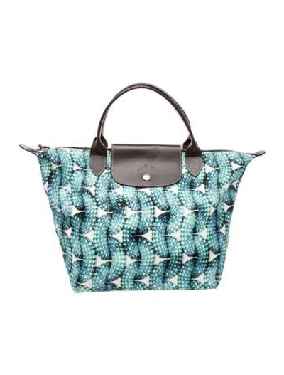 Pre-owned Longchamp Canvas Top Handle Bag In Blue