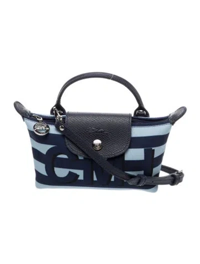 Pre-owned Longchamp Canvas Top Handle Bag In Blue