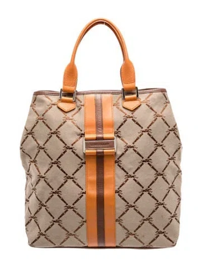Pre-owned Longchamp Canvas Top Handle Bag In Brown