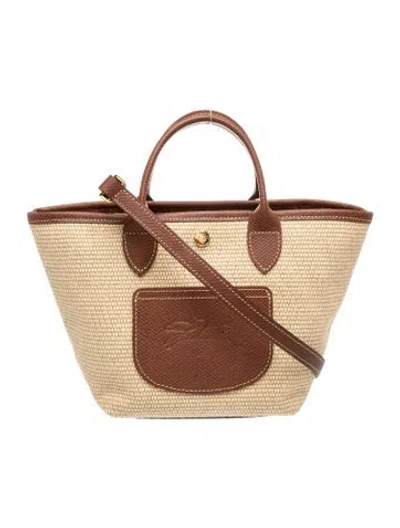 Pre-owned Longchamp Canvas Top Handle Bag In Neutrals