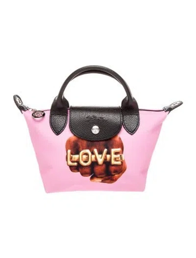 Pre-owned Longchamp Canvas Top Handle Bag In Pink